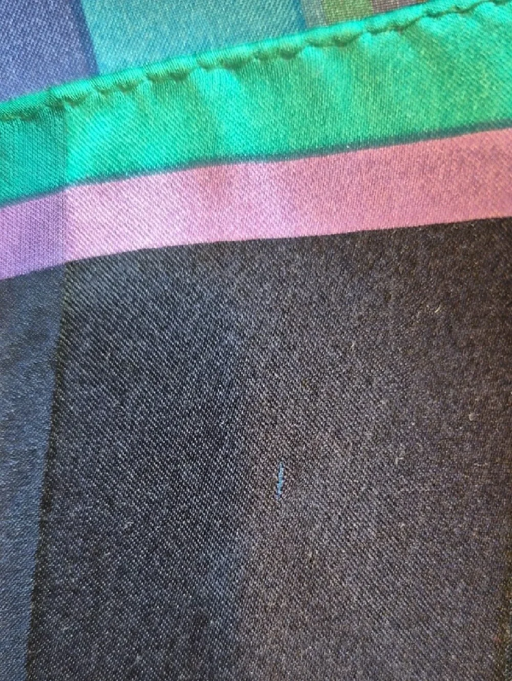 Vintage Silk Oscar de la Renta Blue Purple and Lime Green Geometric Scarf